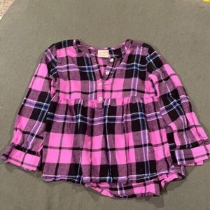 Purple Flannel Top with Glitter Buttons 5t